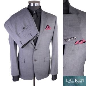 Lauren Ralph Lauren 2-Pcs Suit 38S 2-Button Blazer Wool Gray Dress Pants 36X26